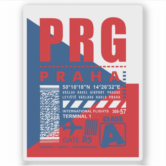 PRG Prague luchthaven Sticker (Voorkant)