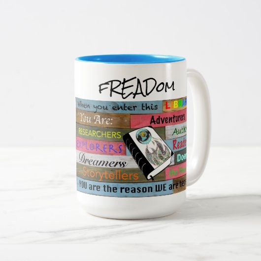 PRHS ProjectLIT-Mok Tweekleurige Koffiemok (Voorkant rechts)