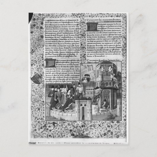 Priam kijkt naar de wederopbouw van Troy Briefkaart (Voorkant)