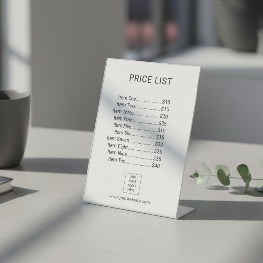 Price List Menu Business Custom Logo Reclamebord Met Voetstuk
