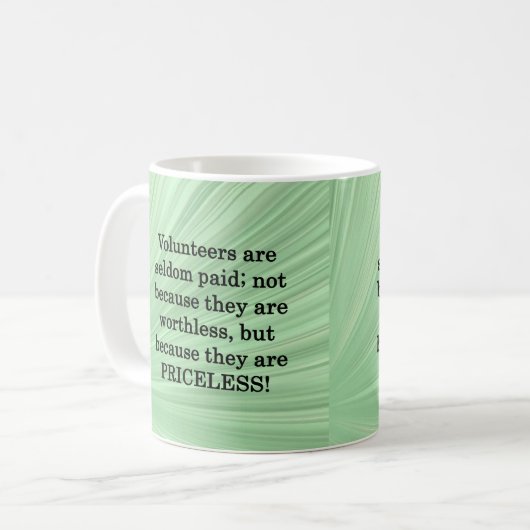 Priceless vrijwilligers koffiemok (Voorkant links)