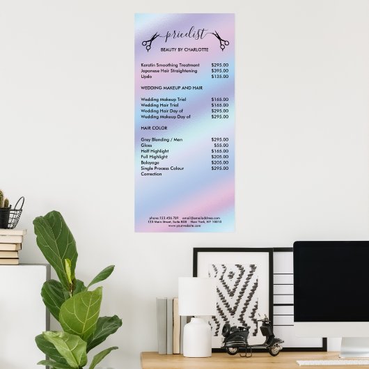 Pricelist Poster met haarstylist (Thuiskantoor)