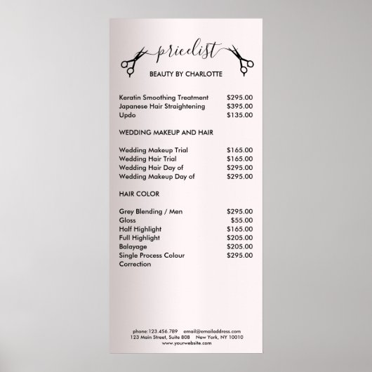 Pricelist Poster met haarstylist (Voorkant)