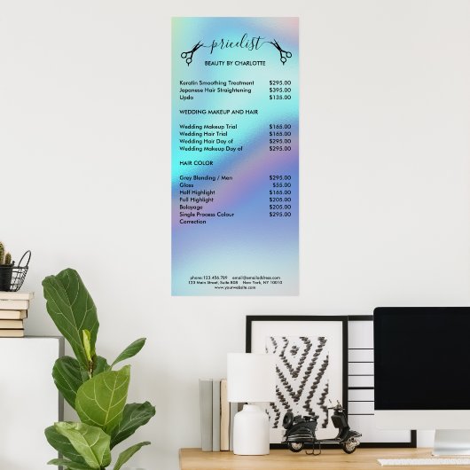 Pricelist Poster met haarstylist (Thuiskantoor)