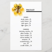 Pricelist van bijen en honing
