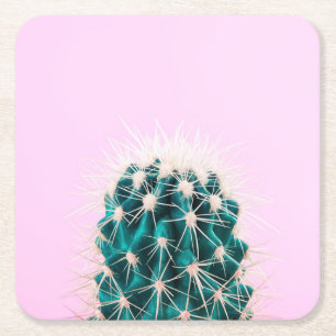 Prickley Cactus op roze Kartonnen Onderzetters