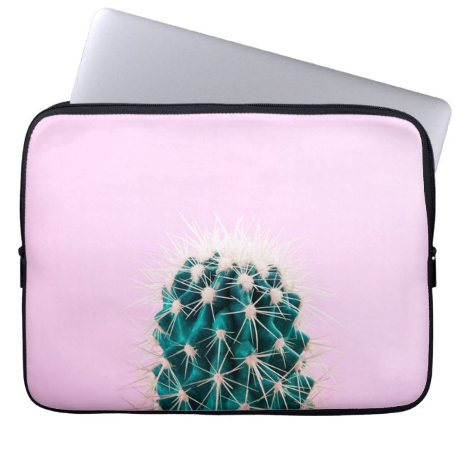 Prickley Cactus op roze Laptop Sleeve (Voorkant)