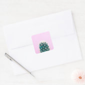 Prickley Cactus op roze Vierkante Sticker (Envelop)