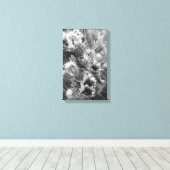 Prickly Cactus Flowers Desert B&W Foto Prints (Insitu (Houten vloer))