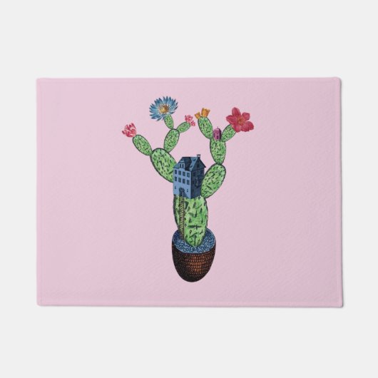Prickly cactus met bloemen deurmat (Voorkant)