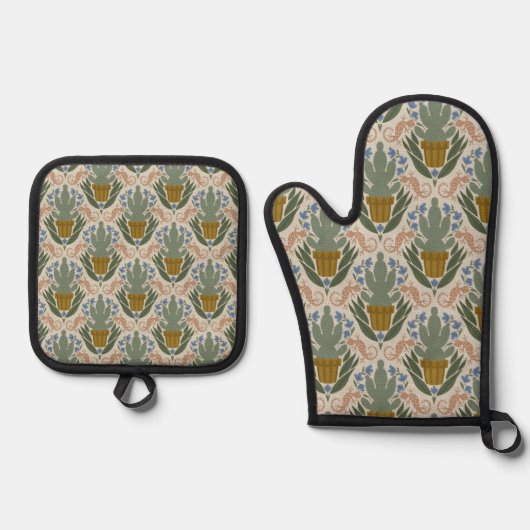 Prickly Cactus Oven Mitt & Pot Holder Set (Voorkant)