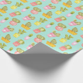 Prickly cactussen in potten, waterverf. cadeaupapier (Hoek)