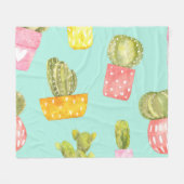 Prickly cactussen in potten, waterverf. fleece deken (Voorkant (Horizontaal))