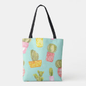 Prickly cactussen in potten, waterverf. tote bag (Achterkant)