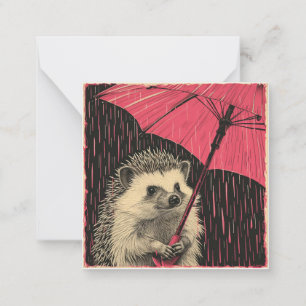 Prickly Friends & Frolicking Rain: Hedgehog Antics Notitiekaartje
