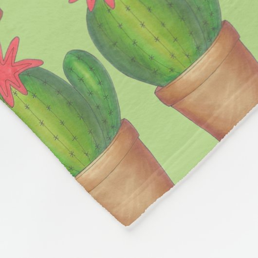 Prickly Green Cactus Flower Cacti Potlood Plant Fleece Deken (Hoek)