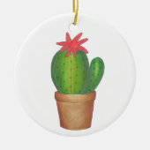 Prickly Green Cactus Flower Potlood Plant Garden Keramisch Ornament (Voorkant)