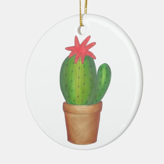 Prickly Green Cactus Flower Potlood Plant Garden Keramisch Ornament (Links)