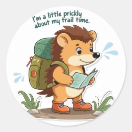 Prickly Hiker Hedgehog - Punny outdoor avontuur Ronde Sticker
