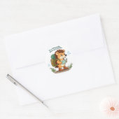 Prickly Hiker Hedgehog - Punny outdoor avontuur Ronde Sticker (Envelop)