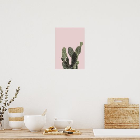Prickly Pear Cactus and Pink Poster (Keuken)