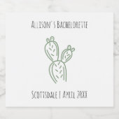 Prickly Pear Cactus Bachelorette Champagne Label Sparkling Wijnetiket (Enkel label)