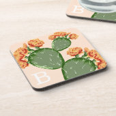 Prickly Pear Cactus bloeiend Bier Onderzetter (Linkerzijde)