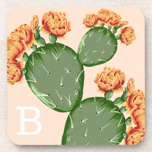 Prickly Pear Cactus bloeiend Bier Onderzetter