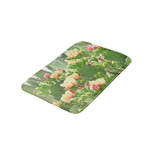 Prickly Pear Cactus Blooms Bath Mat. Badmat (Gekanteld)