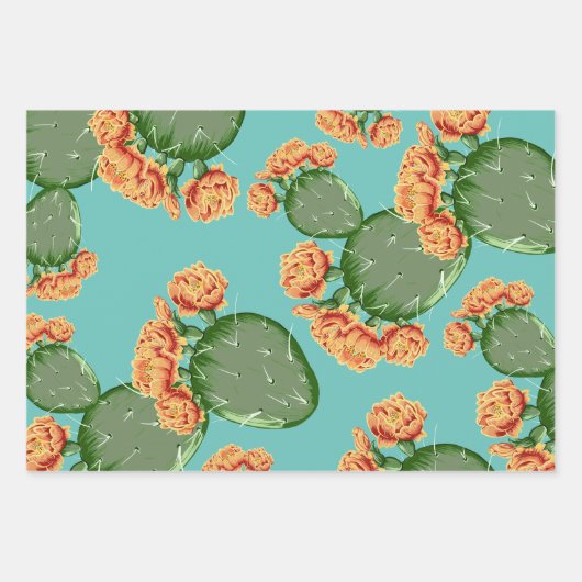 Prickly Pear Cactus & Blossom Inpakpapier Vel (Voorkant 2)