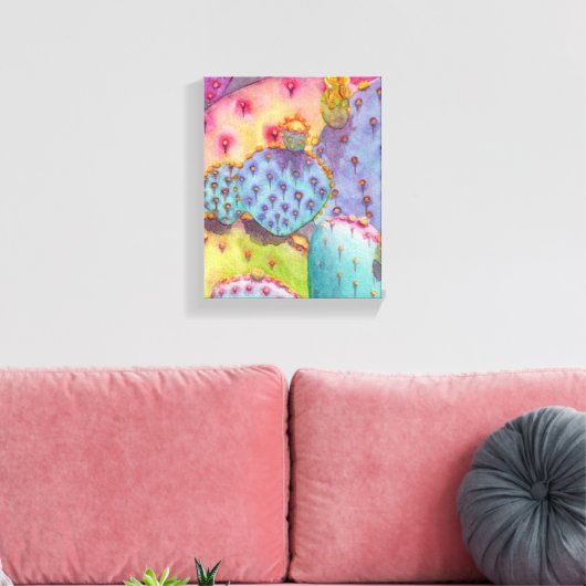 Prickly Pear Cactus Canvas Print Art (Insitu (Woonkamer))