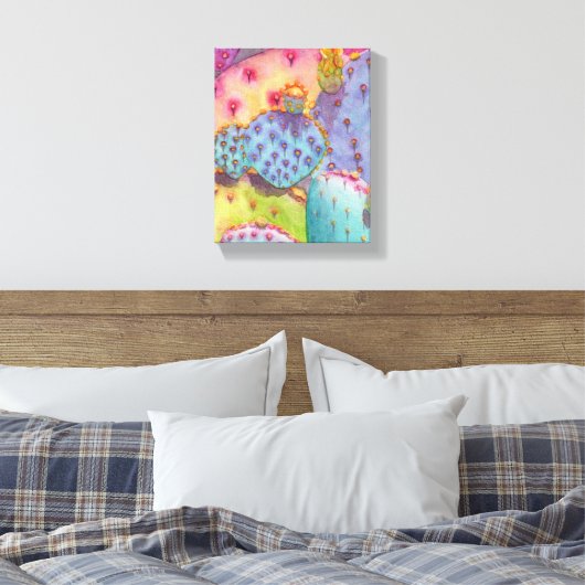 Prickly Pear Cactus Canvas Print Art (Insitu (Slaapkamer))
