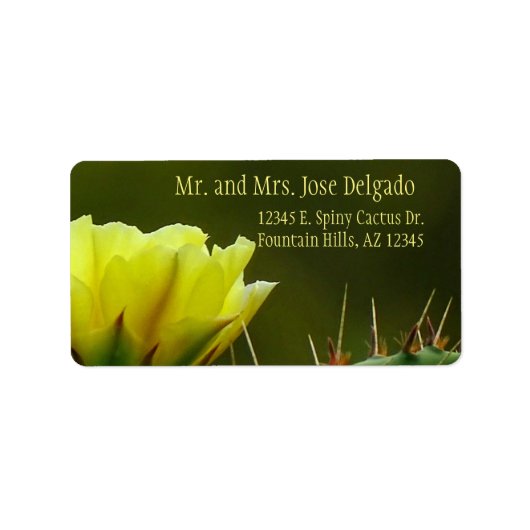 Prickly Pear Cactus Desert Flower / Yellow Green / Etiket (Voorkant)