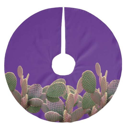 Prickly Pear Cactus Desert Kerstmis Paars Kerstboom Rok (Voorkant)