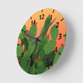 Prickly Pear Cactus Desert Sunset Clock Ronde Klok (Hoek)