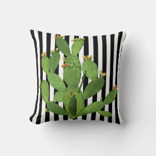 Prickly Pear Cactus en Stripe Cushion Kussen