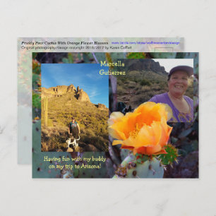 Prickly Pear Cactus Flower / Oranje / Arizona USA Briefkaart