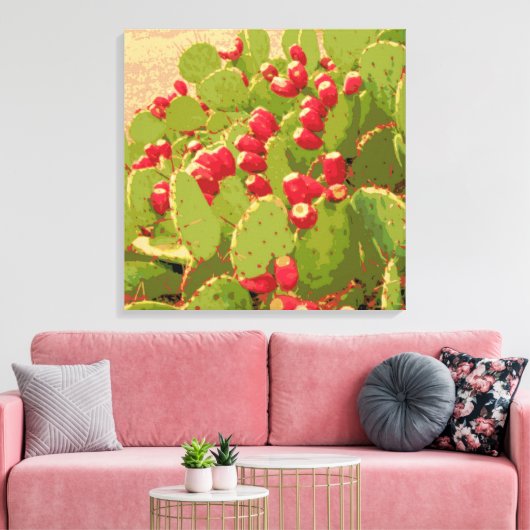 Prickly Pear Cactus Foto Abstract Canvas Afdruk (Insitu (Woonkamer))