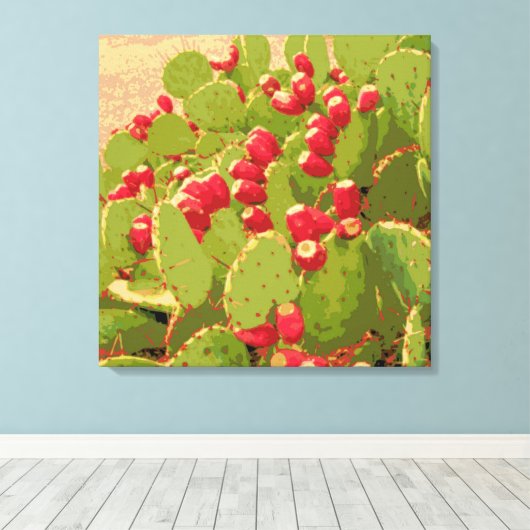 Prickly Pear Cactus Foto Abstract Canvas Afdruk (Insitu (Houten vloer))
