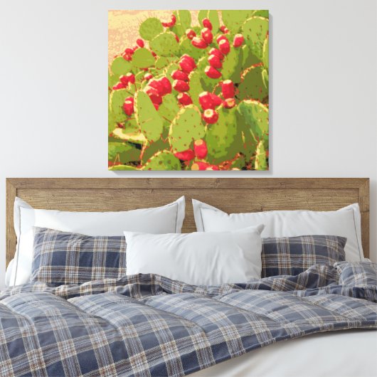 Prickly Pear Cactus Foto Abstract Canvas Afdruk (Insitu (Slaapkamer))