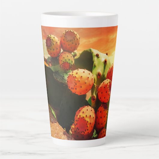 Prickly Pear Cactus Fruit en Rode Hemel Latte Mok (Voorkant)