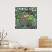 Prickly Pear Cactus Green Red Bloom Poster (Keuken)