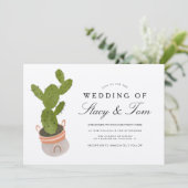 Prickly Pear Cactus Hand Drawn Wedding Earthy Kaart (Staand voorkant)