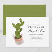 Prickly Pear Cactus Hand Drawn Wedding Kaart (Voorkant / Achterkant)