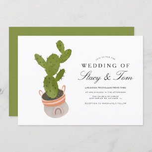 Prickly Pear Cactus Hand Drawn Wedding Kaart