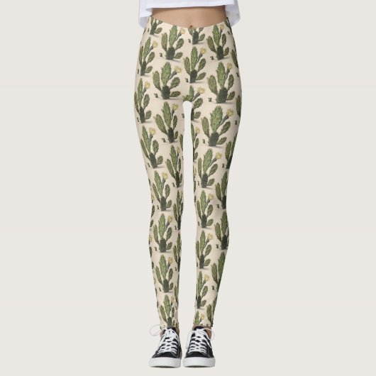 Prickly Pear Cactus in Bloom Leggings (Voorkant)