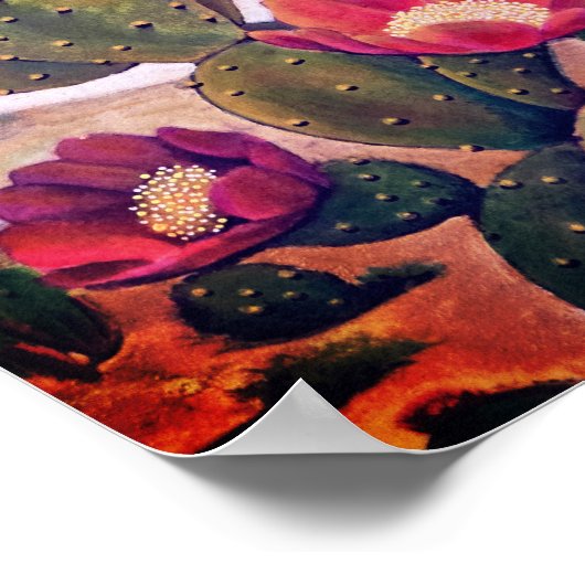 Prickly Pear Cactus in de Sonorawoestijn Poster (Hoek)