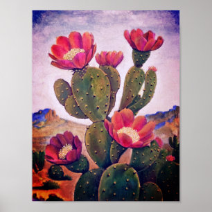 Prickly Pear Cactus in de Sonorawoestijn Poster