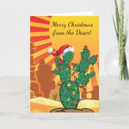 Prickly Pear Cactus Kerstmis Feestdagen Kaart