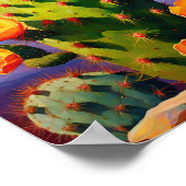 Prickly Pear Cactus Kleurrijke grafische kunst Poster (Hoek)